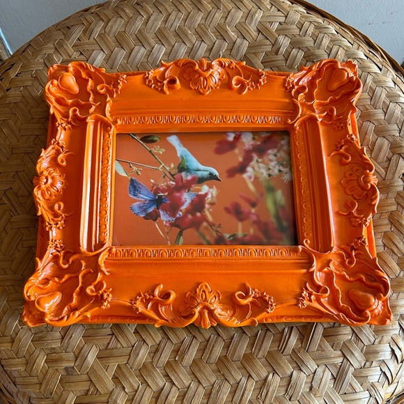 John Murphy Bird photograph in ornate orange lacquered frame